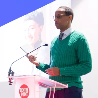 Hashi Mohamed speaks at the Centrepoint National Youth Homelessness Conference