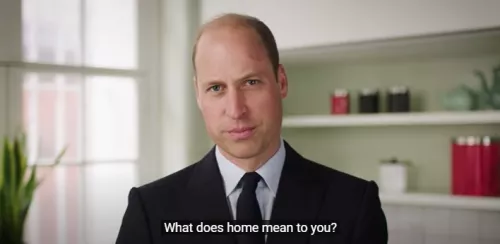 Video still of HRH Prince WIlliam, asking the question 'What does home mean to you?'