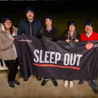 Nationwide hold a Sleep Out banner at their fundraising event