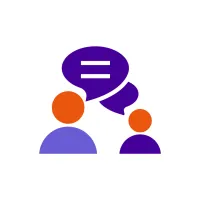 Icon representing a conversation between two people