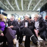 Sleep Out participants chatting and laughing