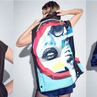 Three images of a model wearing the gilet