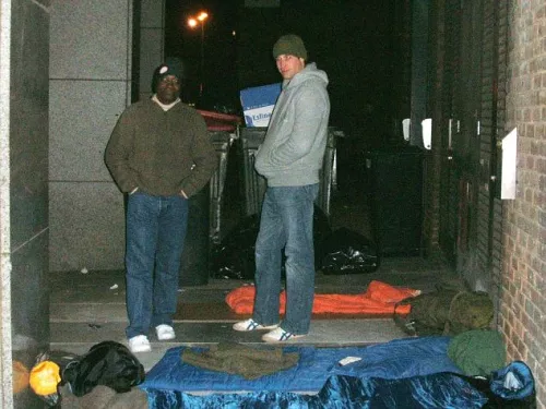 Prince William and Centrepoint CEO taking part in Sleep Out 