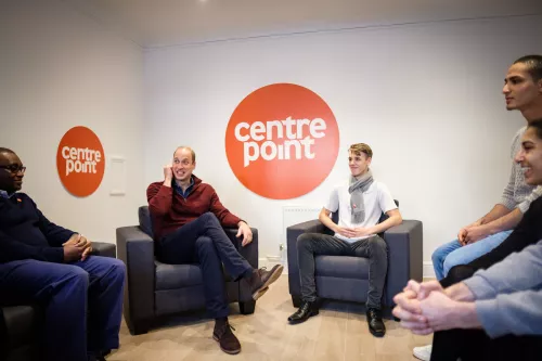 Prince William sits with Centrepoint residents 