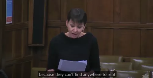 Video thumbnail of Caroline Lucas, Green Party MP debating Centrepoint's Chance To Move On campaign in Parliament
