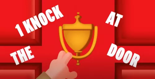 Video thumbnail image of a cartoon hand knocking on a gold door knocker on a red door, with the caption "1 Knock At The Door"