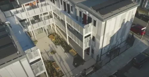 Drone footage from Reuben House