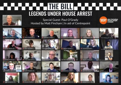 An image shows all of the participants of The Bill Legends event on a Zoom call