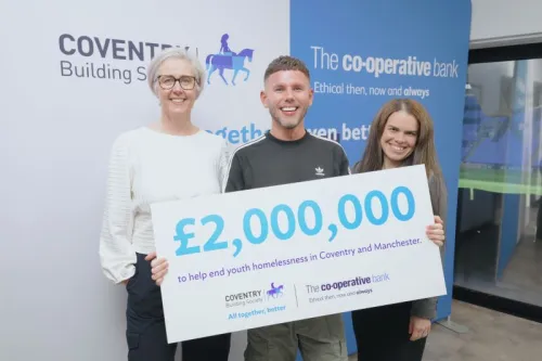 From left to right – Anna Cuskin (Coventry Building Society), Dean McCullough (BBC Radio 1 presenter), Angela Catlin (The Co-operative Bank)