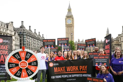 Centrepoint and supporters campaign in Parliament Square to Make Work Pay for young people affected by homelessness and the benefits trap