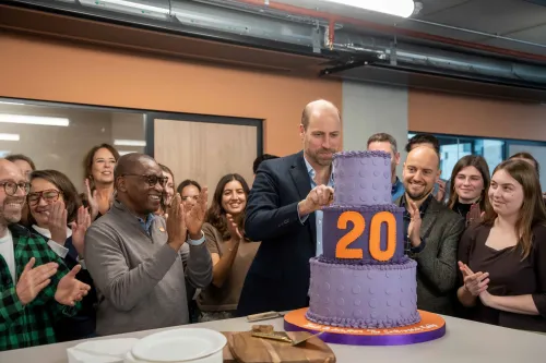 HRH Prince William cuts a big cake to celebrate the 20th anniversary