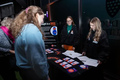 People taking part in an activity at Sleep Out