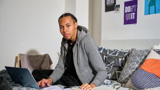 Ben in his room at Centrepoint