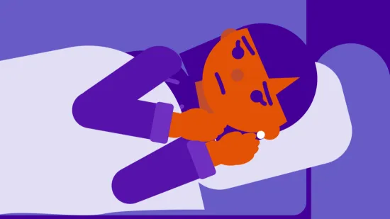 An illustration of a young person laying on a sofa