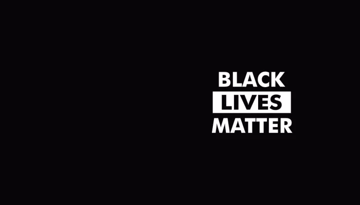Graphic image showing black lives matter logo in black and white
