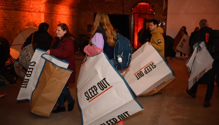 People carry sleep out sleeping bags