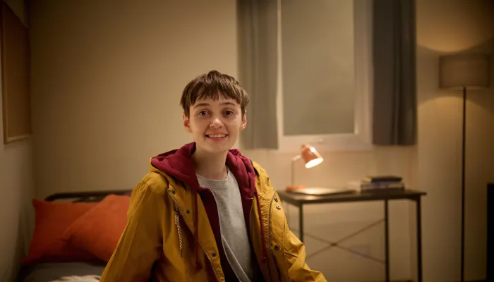 Young person in Centrepoint bedroom