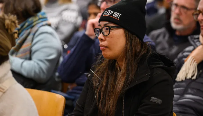 Sleep Out participant watching panel discussion