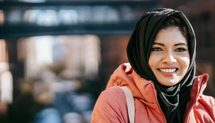 Woman smiling at camera