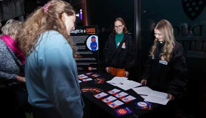 People taking part in an activity at Sleep Out