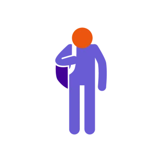 Icon of a young person holding a bag over their shoulder 