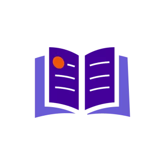 Icon of an open book in purple