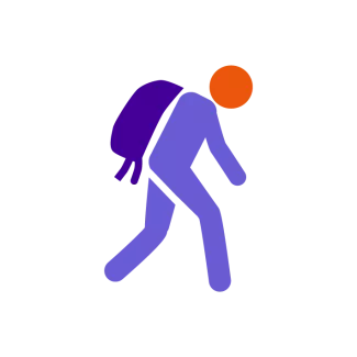 Icon of a person holding a rucksack from the side