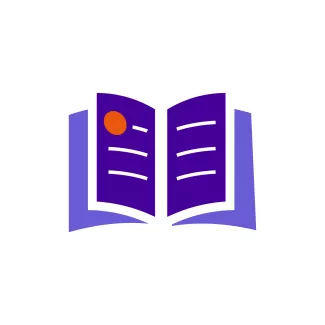 An icon of an open book in different colours of purple to reflect the Centrepoint brand