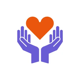 Icon of heart being held in hands