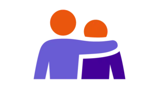 A figure hugs another in support