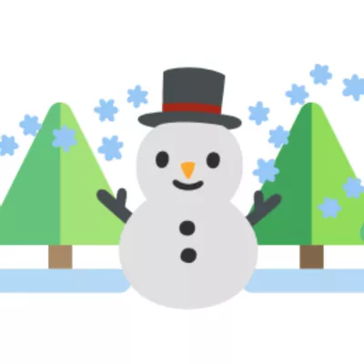 Snowman and Christmas trees illustration