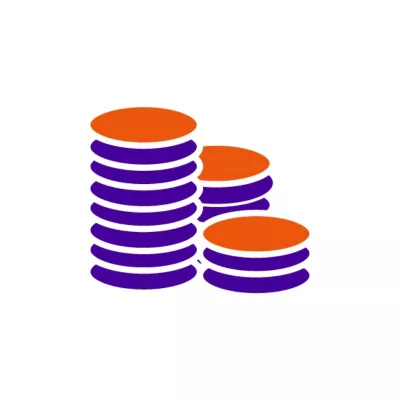 Icon of coins stacked on top of each other in three piles.
