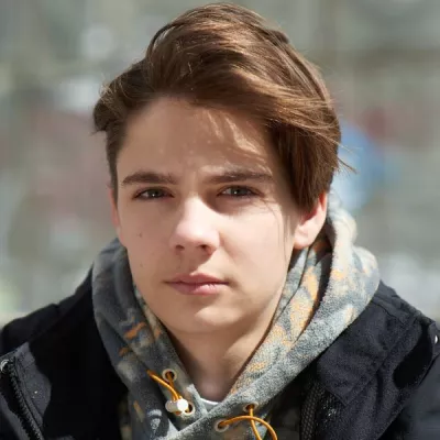 Young person wearing a hoodie