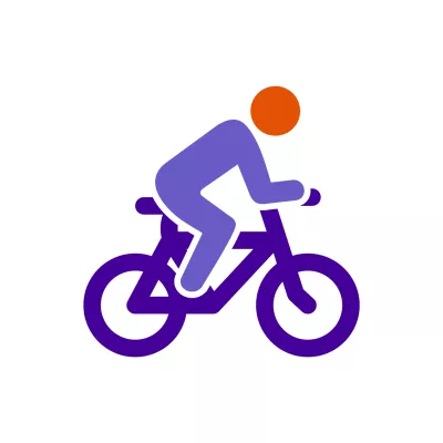 An illustration of a person riding a bike