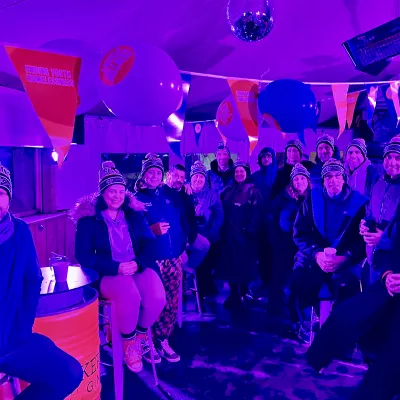 a group of people gather together at a sleep out