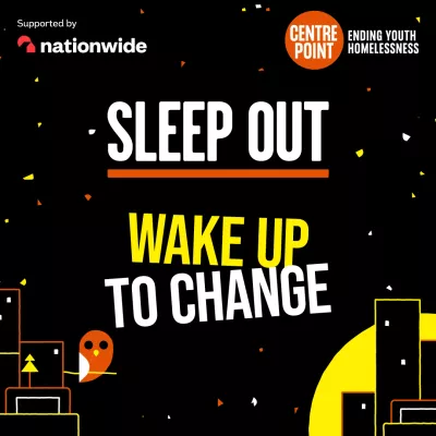 Sleep Out Manchester - Instagram image with 'Wake up to change' slogan