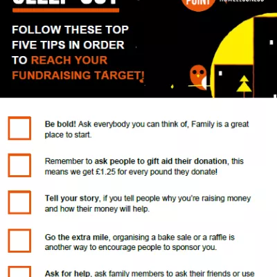 Sleep Out Fundraising Tips Poster