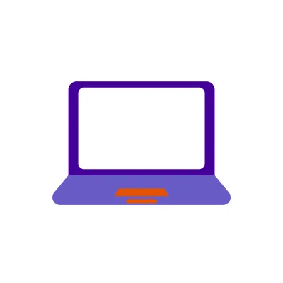 Icon of a laptop in Centrepoint purple and orange brand colours