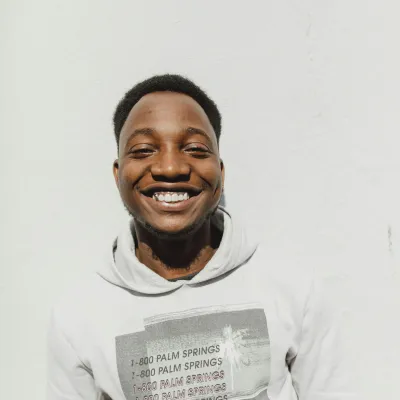 Young man smiling at camera