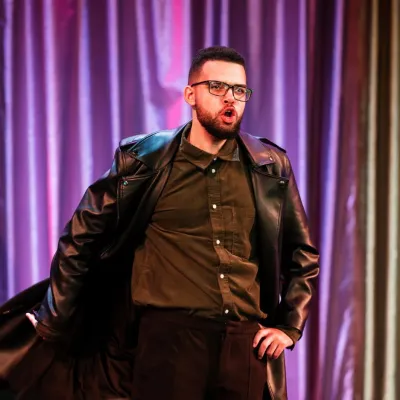 Young man on stage