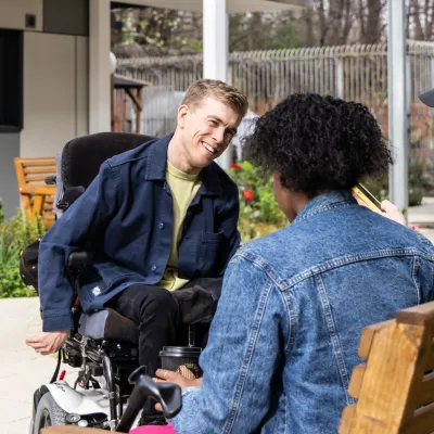 Young people connecting outside