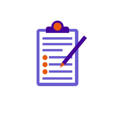 Icon - taking notes on a clipboard