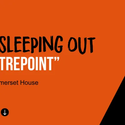 "We're Sleeping Out for Centrepoint" banner