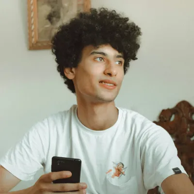 Young man looking away from the camera