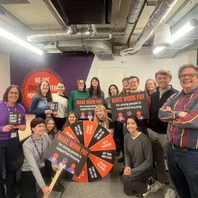 Centrepoint team celebrating Make Work Pay win