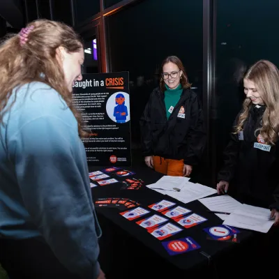 People taking part in an activity at Sleep Out